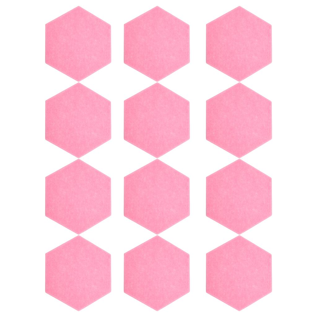 12Pcs Sound Absorption Board Hex Adhesive Acoustic Panels Wedges Wall Soundproof EnclosurePink