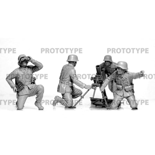 ICM 1/35 WWII German Mortar GrW 34 with Crew, Plastic Model Kit 35715