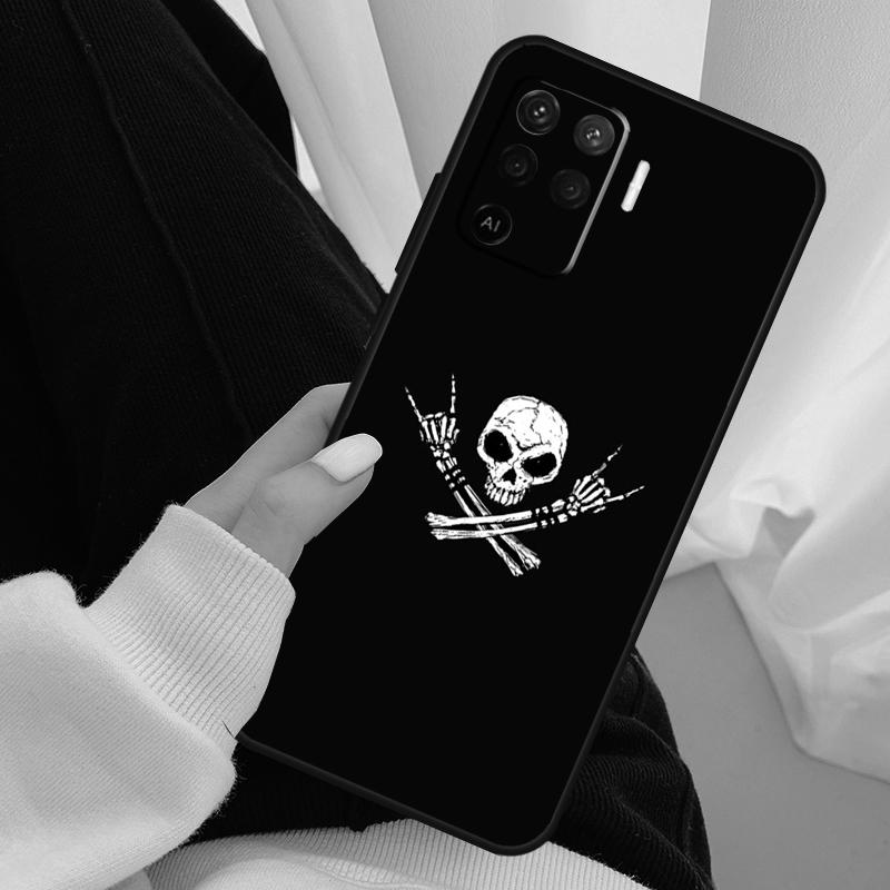 Rock and Roll Skull Case For Oppo A18 A38 A58 A78 A98 A80 A60 A40 A96 A76 A16 A94 A74 A54 A15 A17 A57 A77 A5 Pro