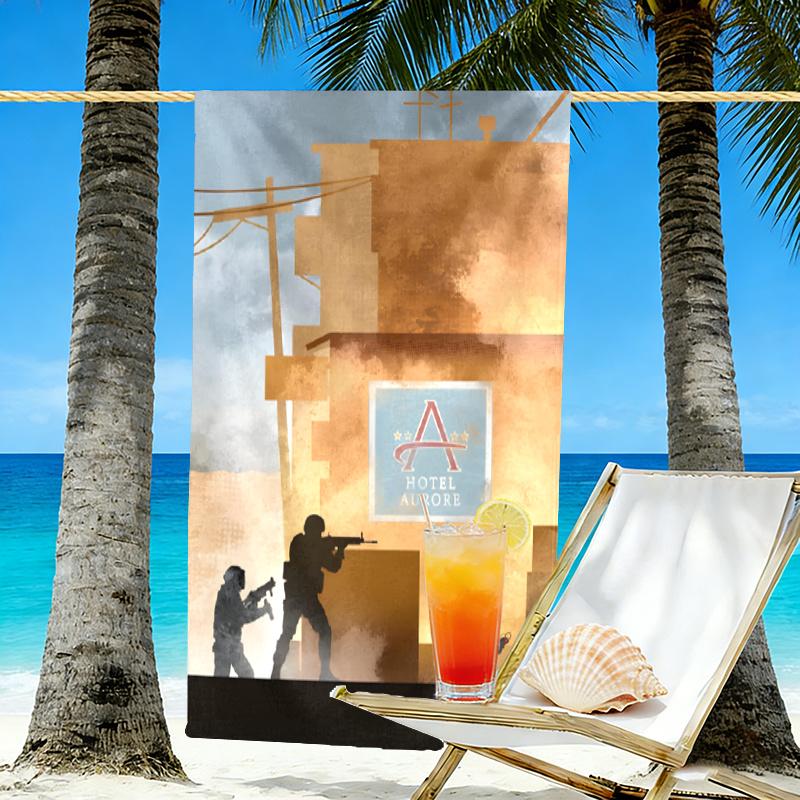 Counter Strike Print Beach Towel Design, Soft, Lightweight. for Home Bathroom, Spa, Pool, Yoga, Surfing, Camping, Gift for Family, Friend