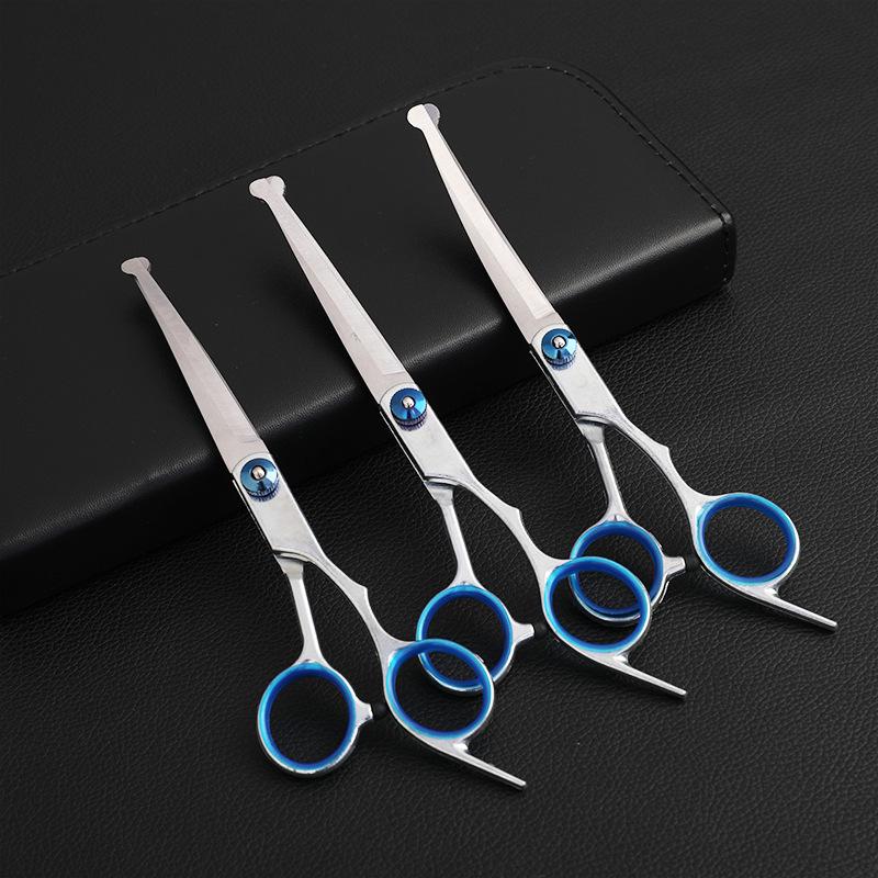 Blue & Pink Baby Flat Cut Scissors, Thinning & Bangs Scissors, Pet Grooming & Hairdressing Scissors Set