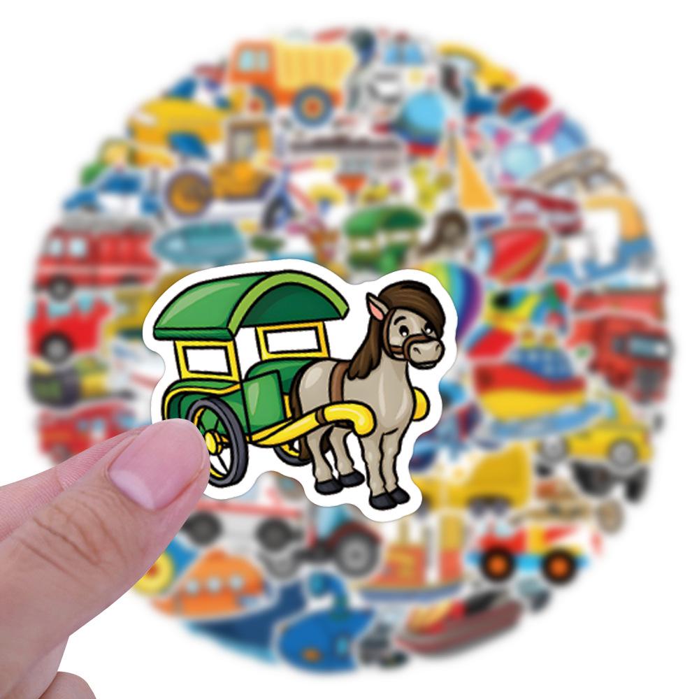 Waterproof Transportation Cartoon Stickers: Cars & Airplanes for Suitcases & Notebooks (55-110 Pieces)