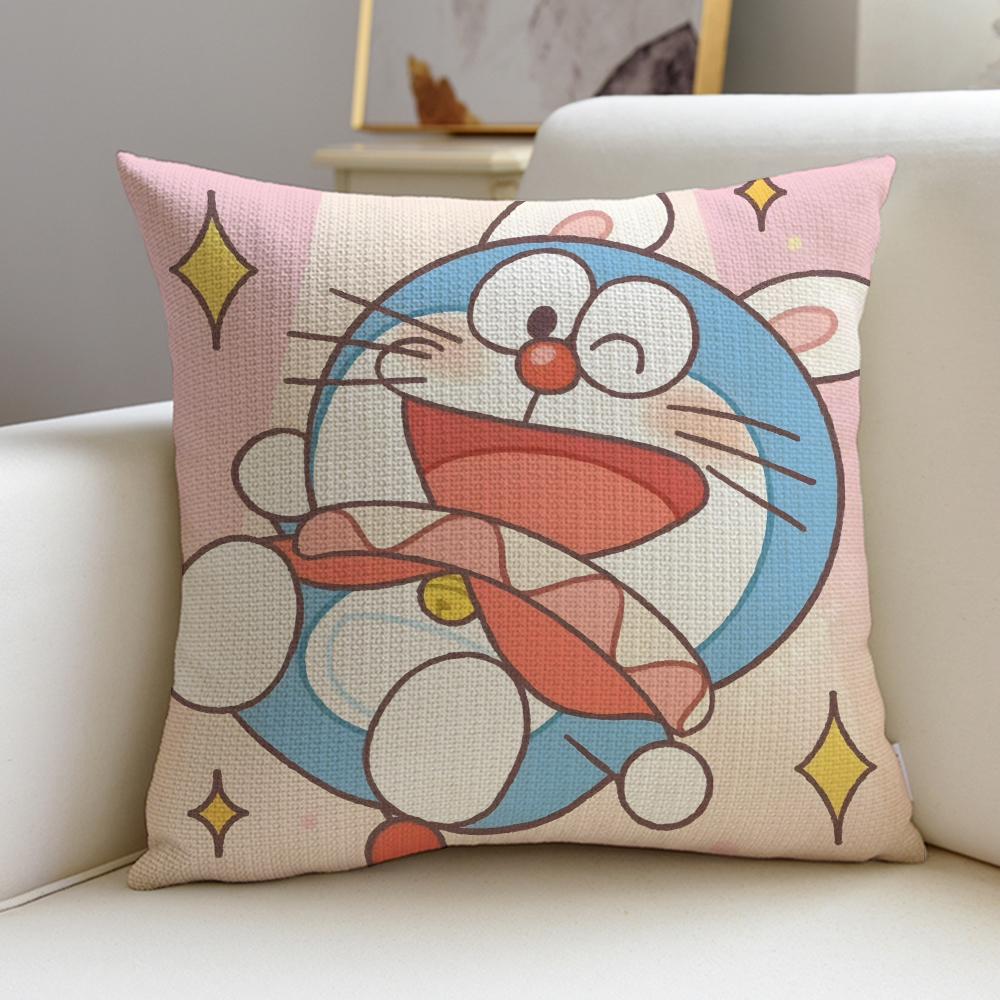 Classic DDoraemonS Cushion Cover Breathable and skinfriendly linen pillowcase square removable and washable cushion