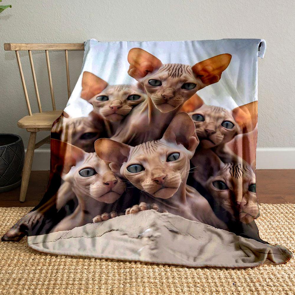 Hairless Cats Cluster Blanket bedroom Blanket for Livingroom Couch lunch break Soft throw for Friend's festival Gift