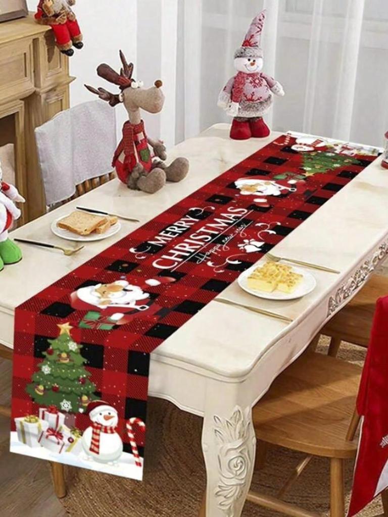 Table Runner 1PCS Christmas Tree Printing Waterproof Dyeing Tablecloth Decoration Tablecloth Christmas
