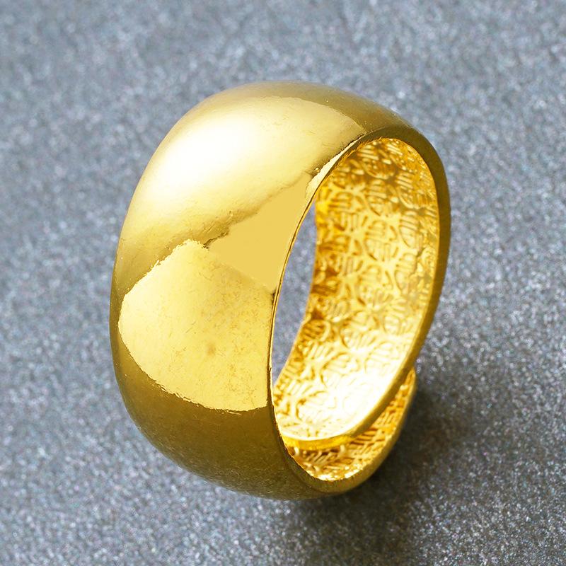 Counter Hot-selling 24K Gold Plated Ring for Men, Long-lasting Colorfast Brass Jewelry, Simulated Gold for Women