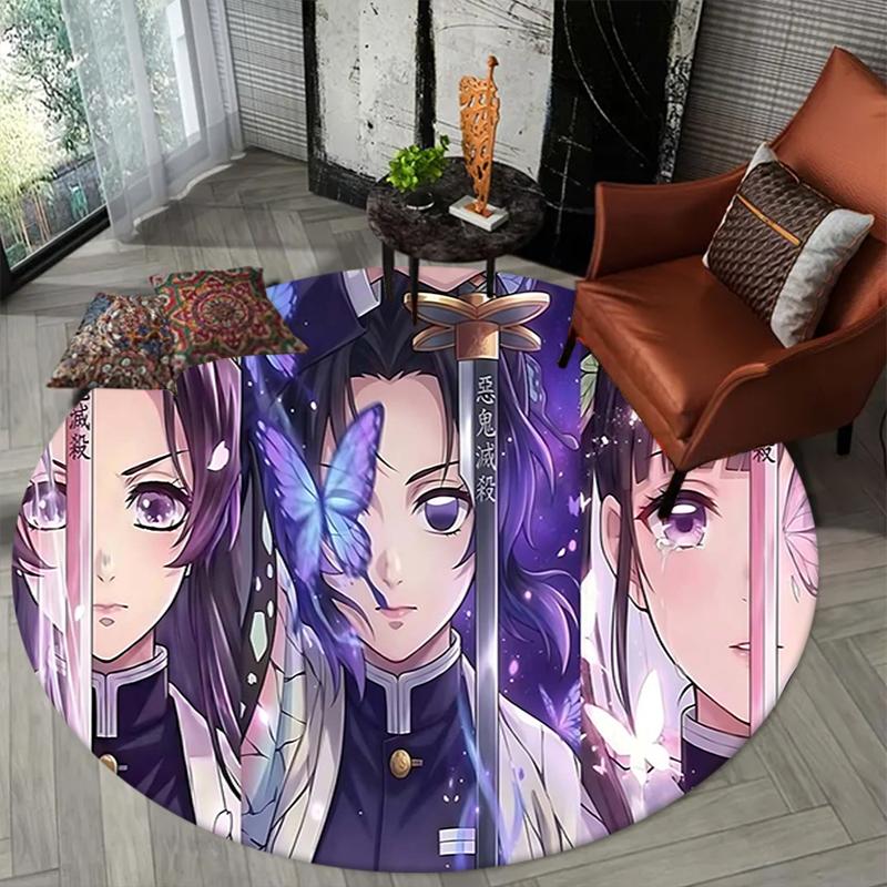 1Pc Fantasy Swordsmanship Flannel Round Rug Soft Non Slip Circular Office Carpet Floor Mat Bedroom Living Room Xmas Gift S1803