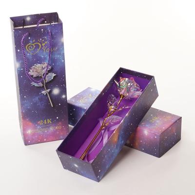 Valentine's Day Creative Gift 24K Foil Plated Gold Crystal Rose Forever Love Wedding Decor Present Gift