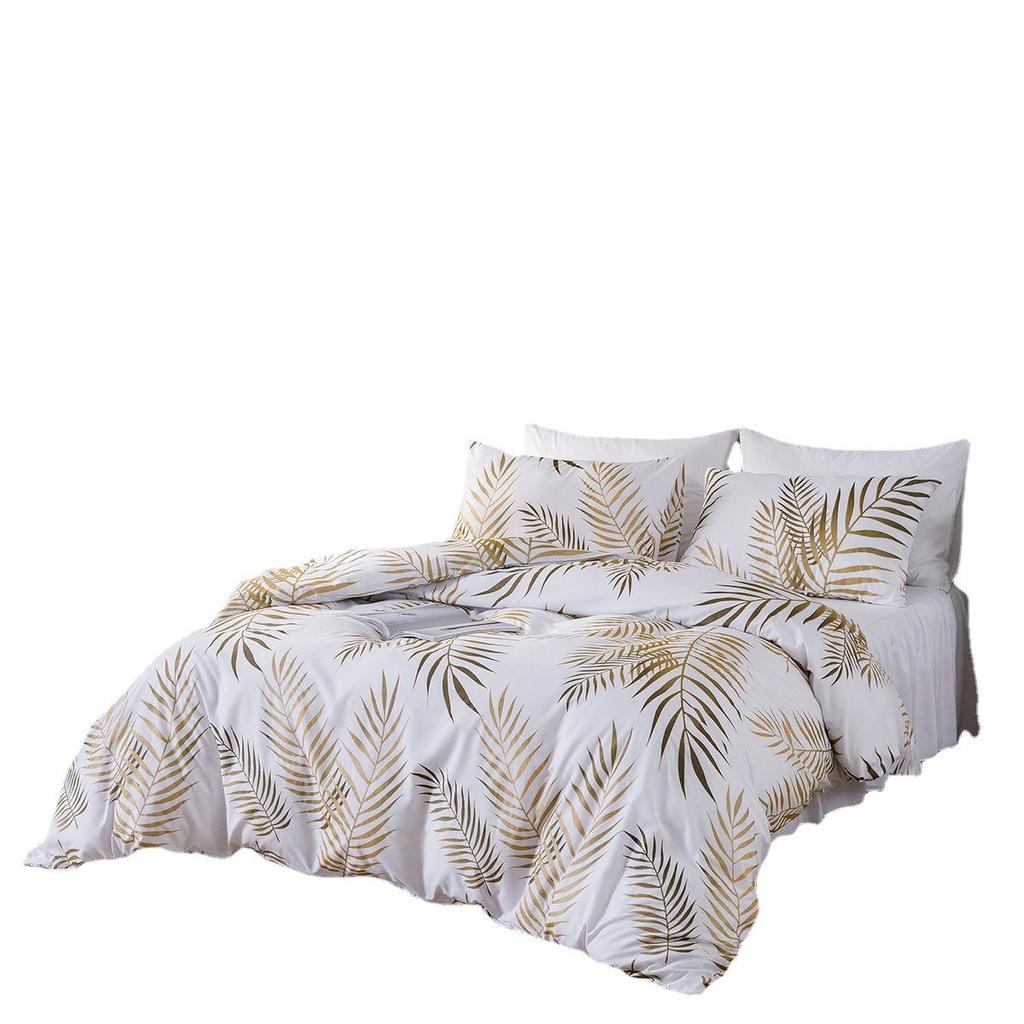 Universal for All Seasons 3 Pcs/Set Home Textile Bedding Printing Pearlescent Paste Gilt Pillowcase Quilt Cover Three Piece Set