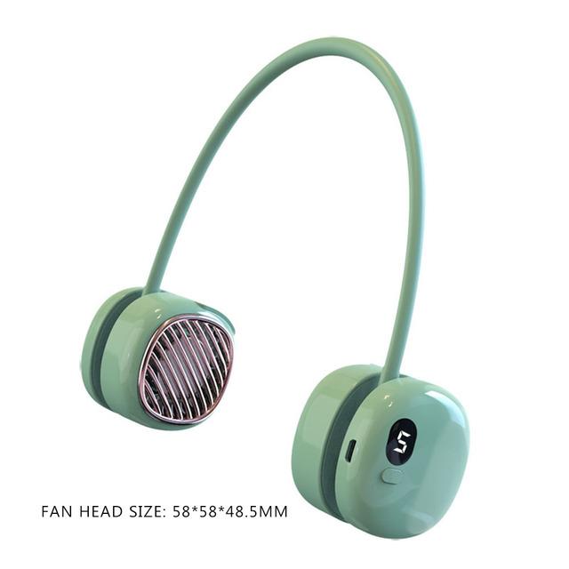 

Портативный шейный вентилятор с цифровым ЖК-дисплеем и безлопастным вентилятором 3000 мАч с зарядкой через USB Ventilatore Portatile зелёный
