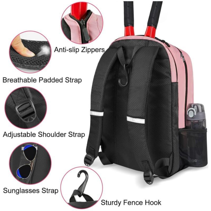 Großer Sportschläger-Rucksack mit separatem Schuhfach und mehrschichtigem Stauraum für Reisen