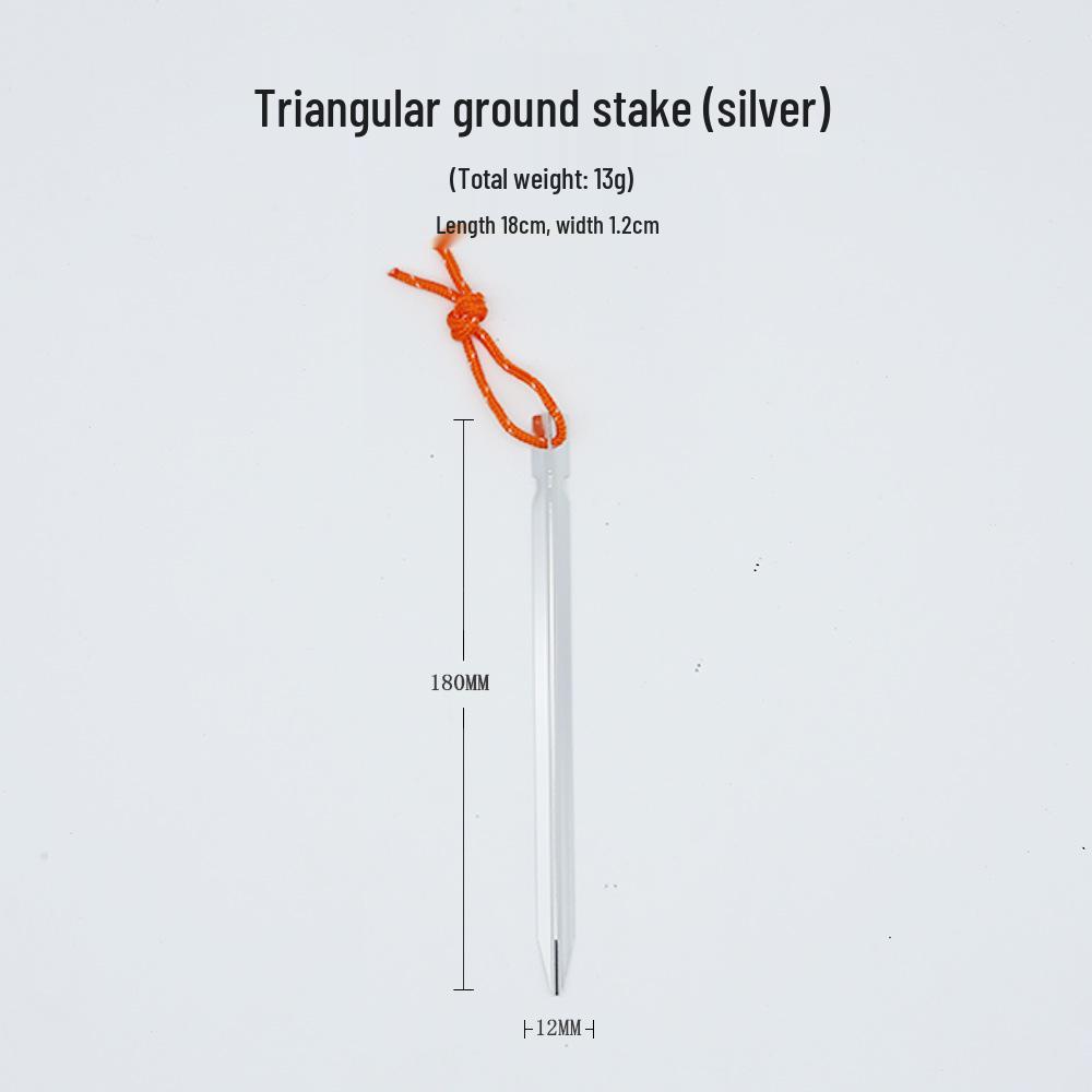 18cm Aluminum Alloy Triangular Tent Stake - Windproof & Reinforced with Rope, Outdoor Ground Accessory