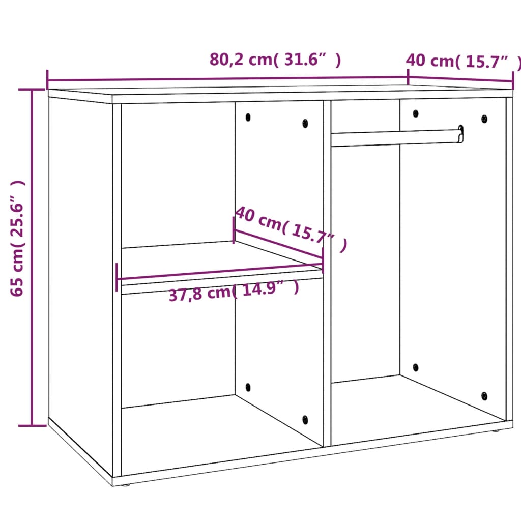 Makeup Table Shelf in Sonoma Oak 80 x 40 x 65 cm Engineered Wood
