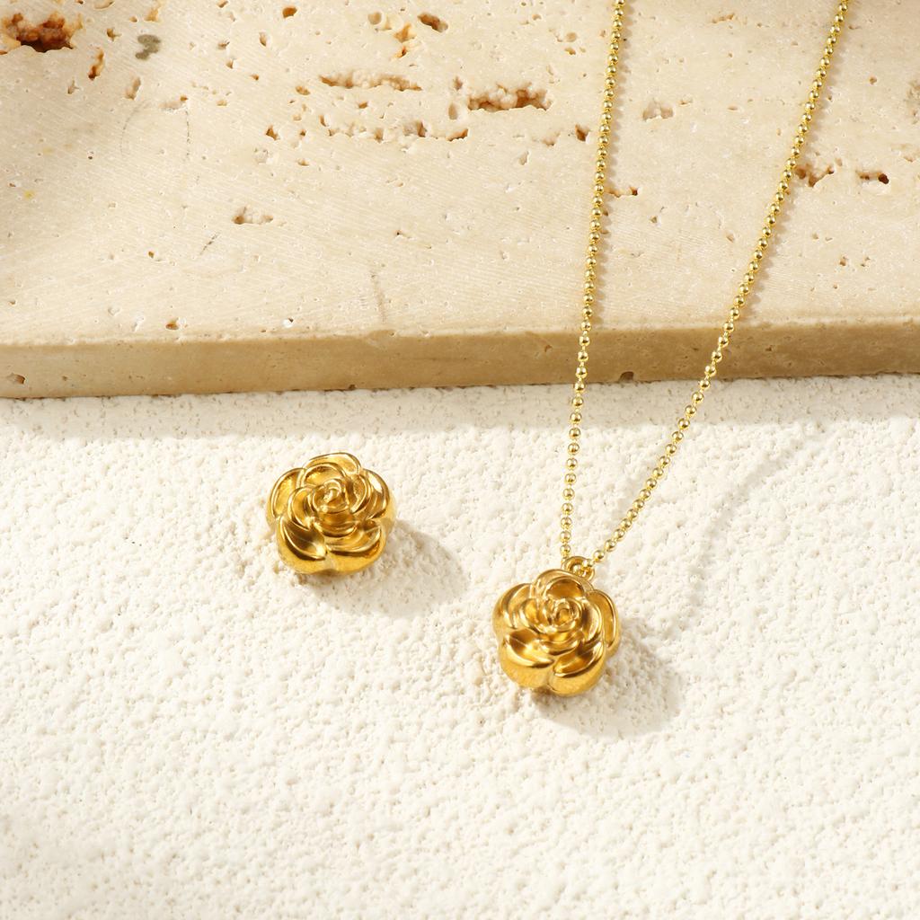 2 PCs 304 Stainless Steel Charms 18K Gold Plated Flower Double Sided Pendants For DIY Necklace Earrings Bracelet Jewelry Making