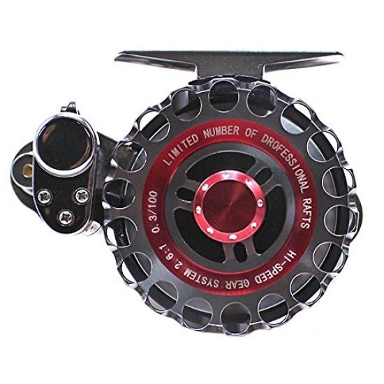 Wellvie classy Skein fishing Raft reel Loofah fishing Octopus Squid 2.6:1 10BB Drop-in single shaft reel for raft Taiko reel with level winder (red)