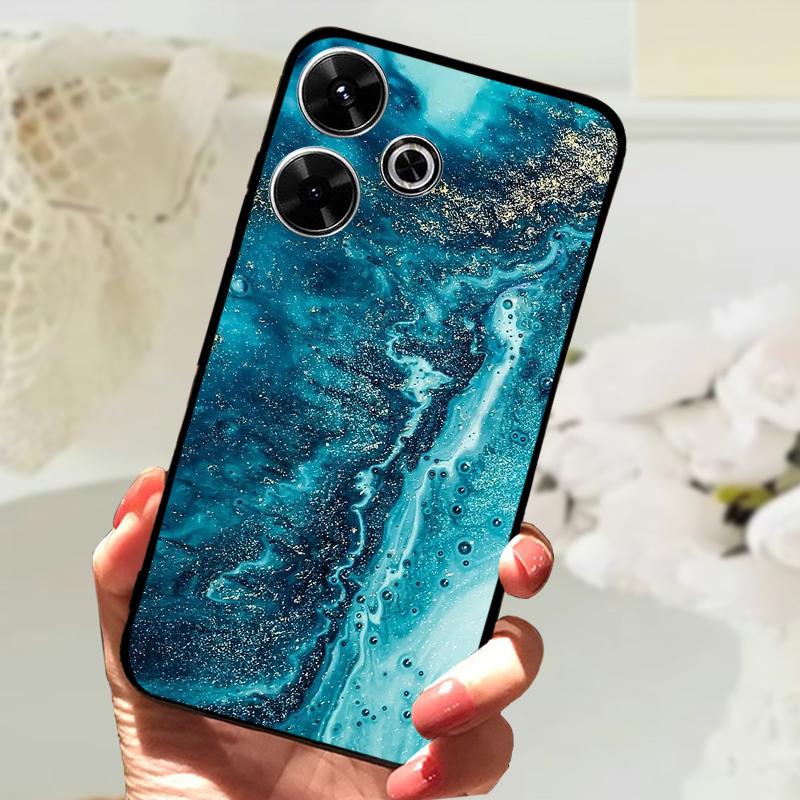 For Xiaomi Redmi 13 Case Fashion Painting Matte Cover Soft Silicone TPU Phone Case For Xiaomi Poco M6 4G Shockproof Shell Fundas