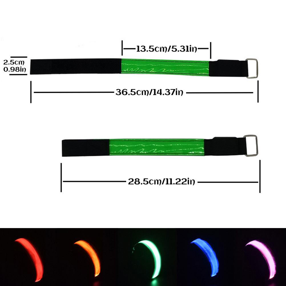2Pcs LED Bracelet USB Rechargeable Reflective Band Adjustable Safety Light Up Armbands for Outdoor Jogging Running Cycling Sports