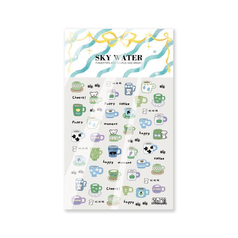 

3D Embossed Cute Wind Art Cup & Nail Stickers for Phone Case Decoration One Sky Art Cup