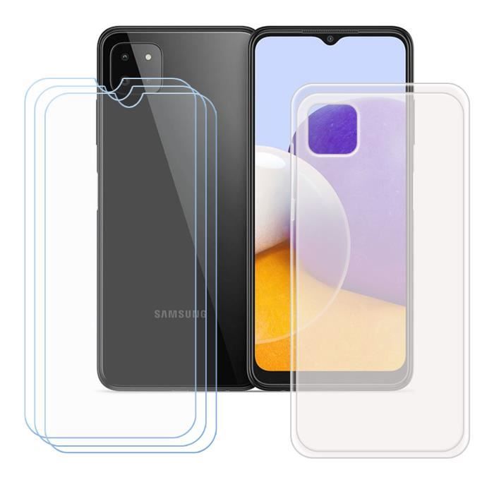 Coque et Protecteur d'Écran - FZ - Samsung Galaxy A22 5G - Translucide - TPU Silicone - 3 Verres Trempés