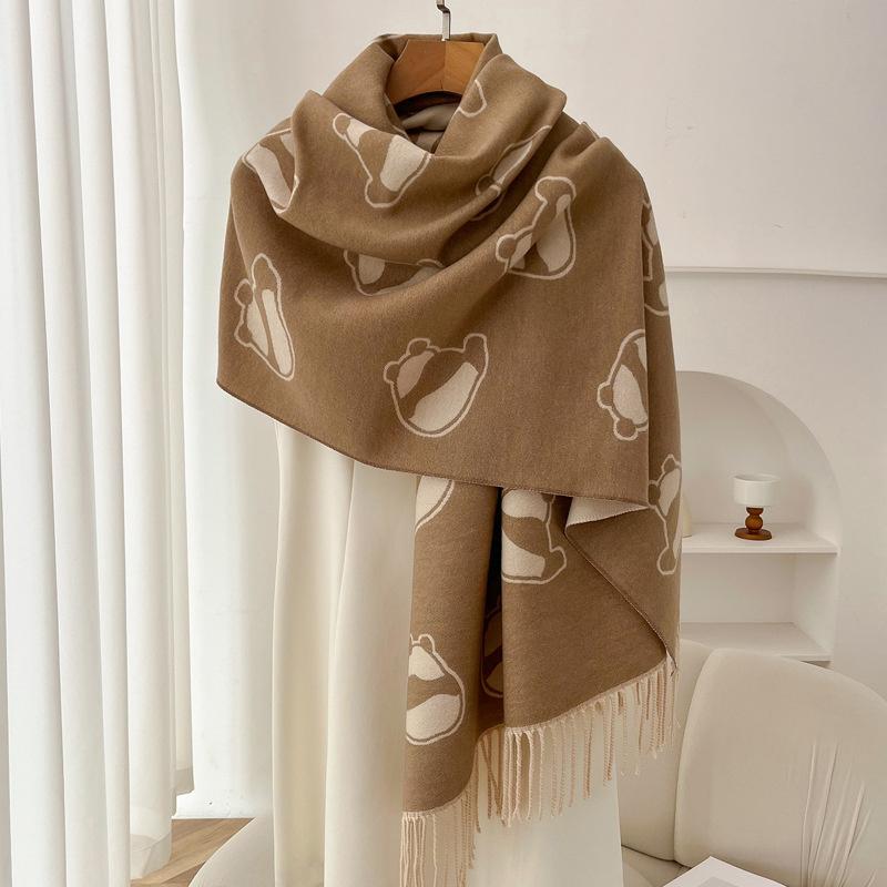 Luxury Brand Cashmere Women Animal Scarf Winter Warm Shawl and Wrap Bandana Pashmina Female Foulard Square Thick Blanket Poncho