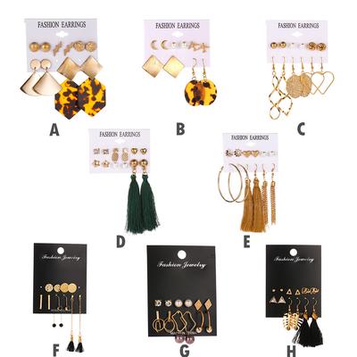 New Set Earrings Metal Acetate Card Earrings 5 Pairs Of Geometric Earrings