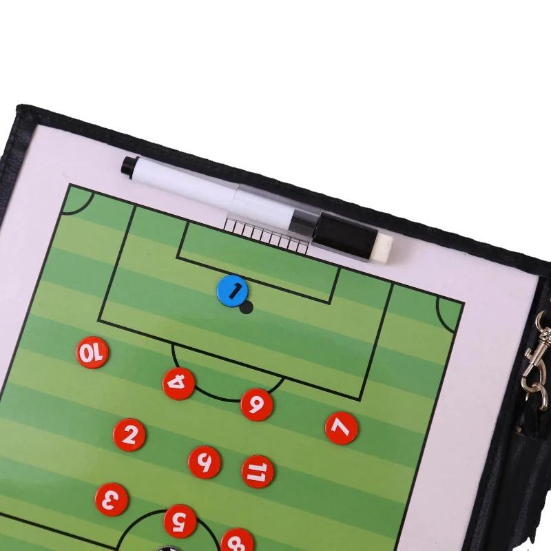 Color Football/Basketball/Soccer Tactics Board - Leather Team Sports Coach Teaching Board Equipped with Magnetic Tape & Pen
