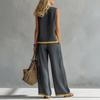 Women's 2 Piece Lounge Sets Sleeveless Crew Neck Top And Wide Leg Pants Outfit Summer Travel Vacatio Matching Sets