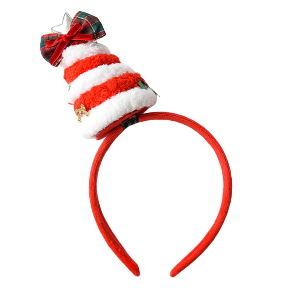 Festive Christmas Headband with Decorative Mini Santa Hat and Ornament Embellishments for Holiday Party Accessory and Seasonal Wear
