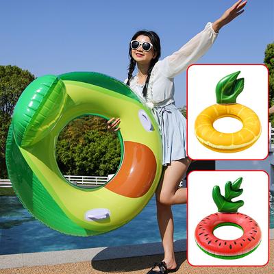 PVC Water Inflatable Swimming Ring Adult Lounge Chair Floating Row with Handle Watermelon Lemon Backrest Swimming Ring