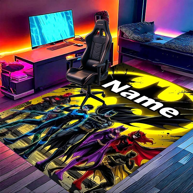 Custom Name Personalized Batman Print Carpet, Versatile Home Decor Rug, for Playroom, Apartment, Balcony, Entryway, Hallway Gift