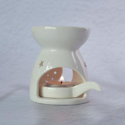 Bruciatore di oli essenziali con cucchiaio Bruciatore di aromi in ceramica bianca Sciogli cera con