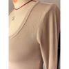 Top da Donna a Coste con Scollo Quadrato, Maglietta Base a Manica Lunga Slim Fit per Autunno Inverno Primavera, Crop Top Casual