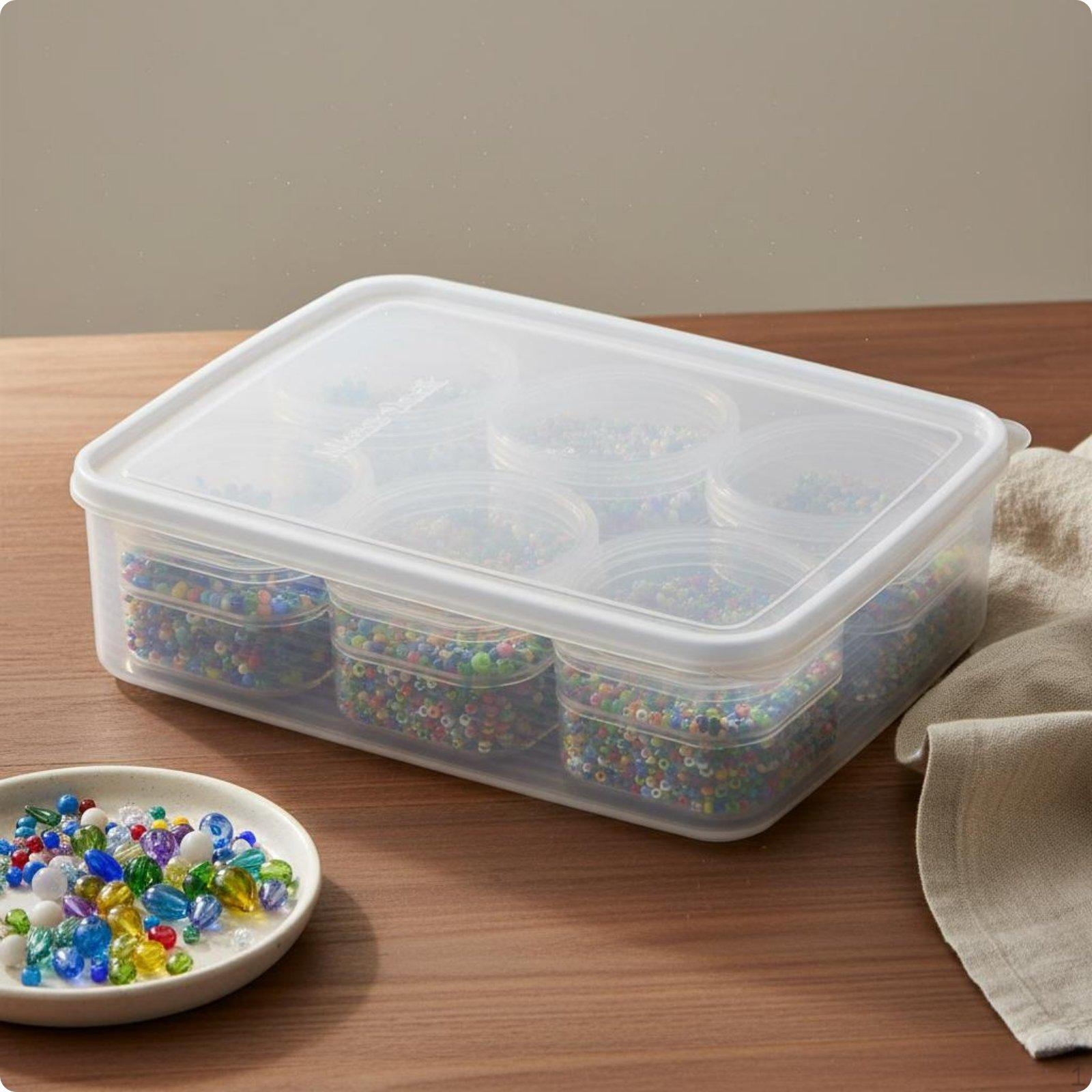 Iron Bead Storage Box Transparent Organizer Large Capacity Portable Craft