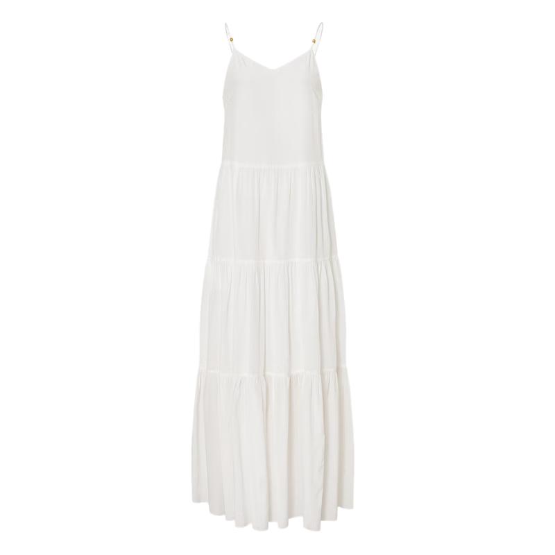 

MO&Co. Летнее А-силуэтное многоярусное платье макси на тонких бретелях S