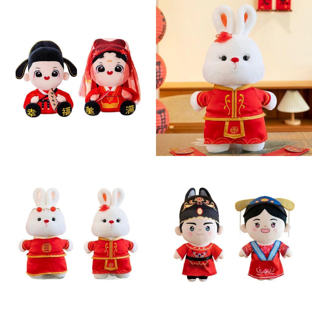 Wedding Plush Couple Dolls With Soft Short For Romantic Home Decor