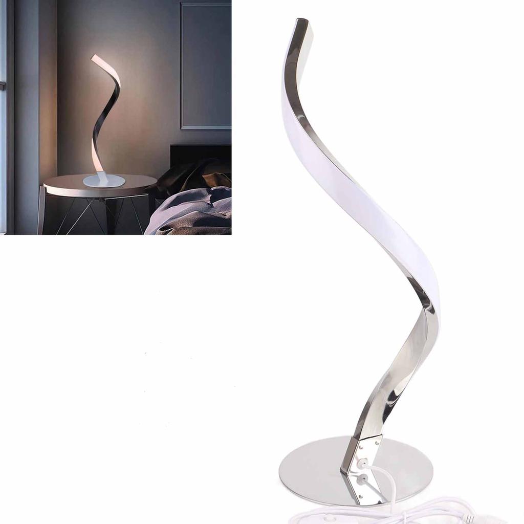 SShaped LED Spiral Table Lamp Rding Light Small Night Light for Bedside (Black )