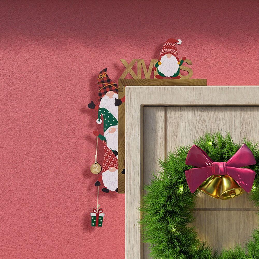 Santa Claus Door Frame Decoration Wooden Door Pendant Creative Christmas Decoration