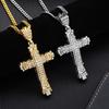 1 Simple Style MEN'S Rhinestone Christian Cross Rhinestone Pendant Necklace Personality Fashion Street Domineering Chain Jewelry