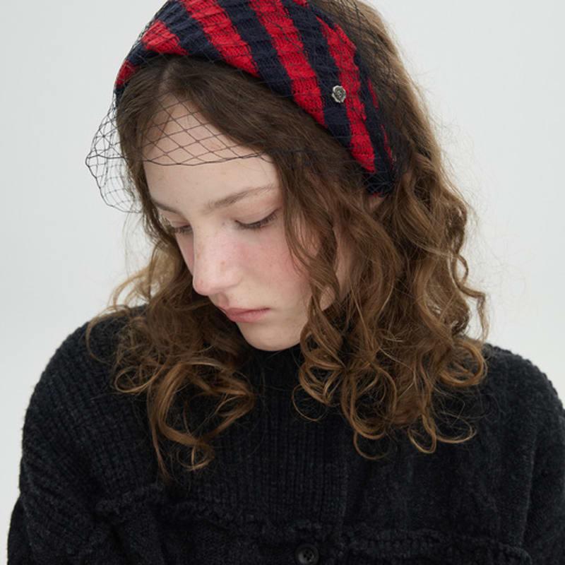 Brown Hat Jolie Fascinator - Crochet Red