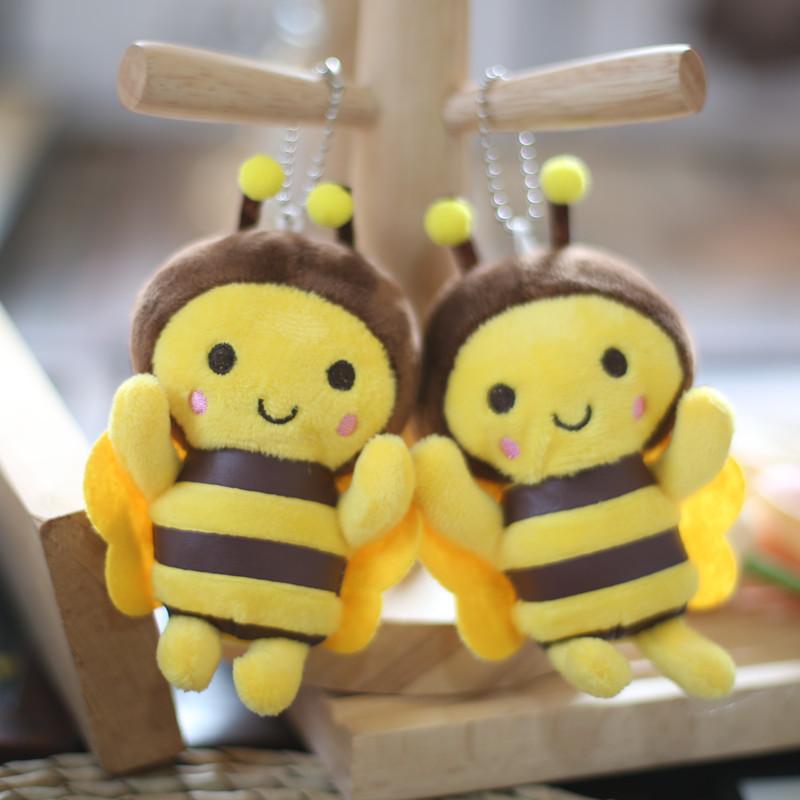 Cute Miniature Bee Plush Toy Charm In Yellow For Bags And Keys