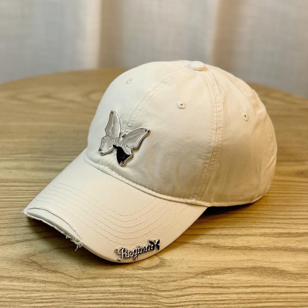 Hut mit Farbverlauf Mädchen Schmetterlingsdekoration Nische Schirmmütze Süß Cool Hot Girl Softtop Baseballkappe Großer Kopf Trendig