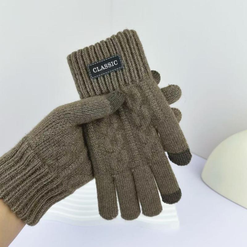 WTEMPO Men's Winter Knitted Touch Screen Full Finger Cold Resistant Thick Gloves