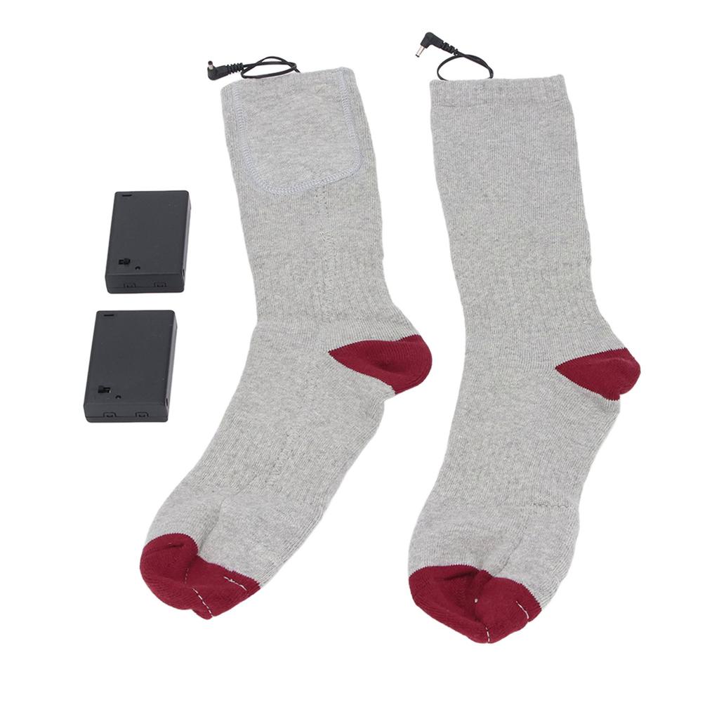 Electric Heated Socks Battery Operated Comfortable Cotton Socks for Winter Travel Camping Cycling Skiing Hiking One Size