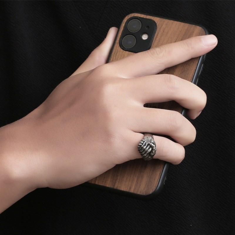 Yintai Feitai Silver Retro Hip Hop Open Ring for Men's Fashionable Grip Style