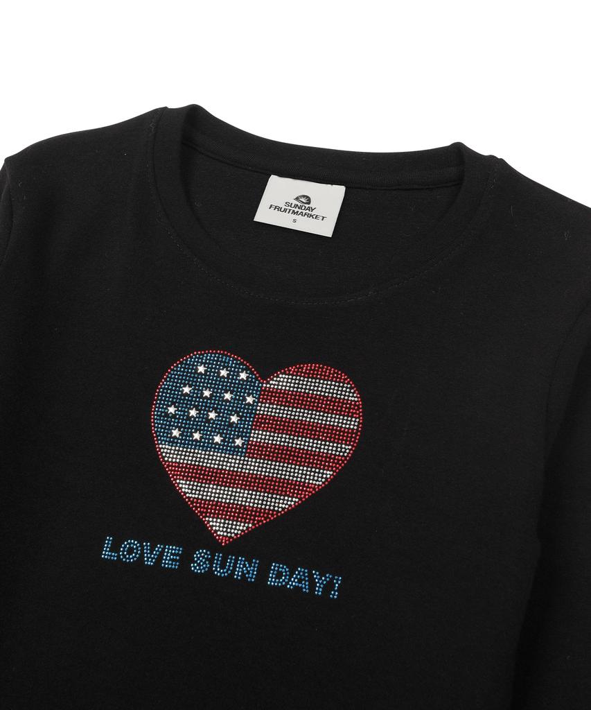 SUNDAY FRUIT MARKET W) Heart Bling Ls Tee Black