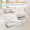 Corner Sofa with Sleep Function: Sofa Bed with Storage, Sleeper Sofa Storage, Cup Holders, Side Pockets, L-shaped, Beige