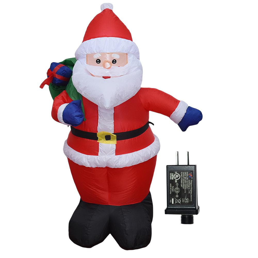 LED Inflatable Cute Air Blown Up Toy Illuminated Santa Claus Ornament Lighted Giant Model Ornament for Xmas Garden Party Decor