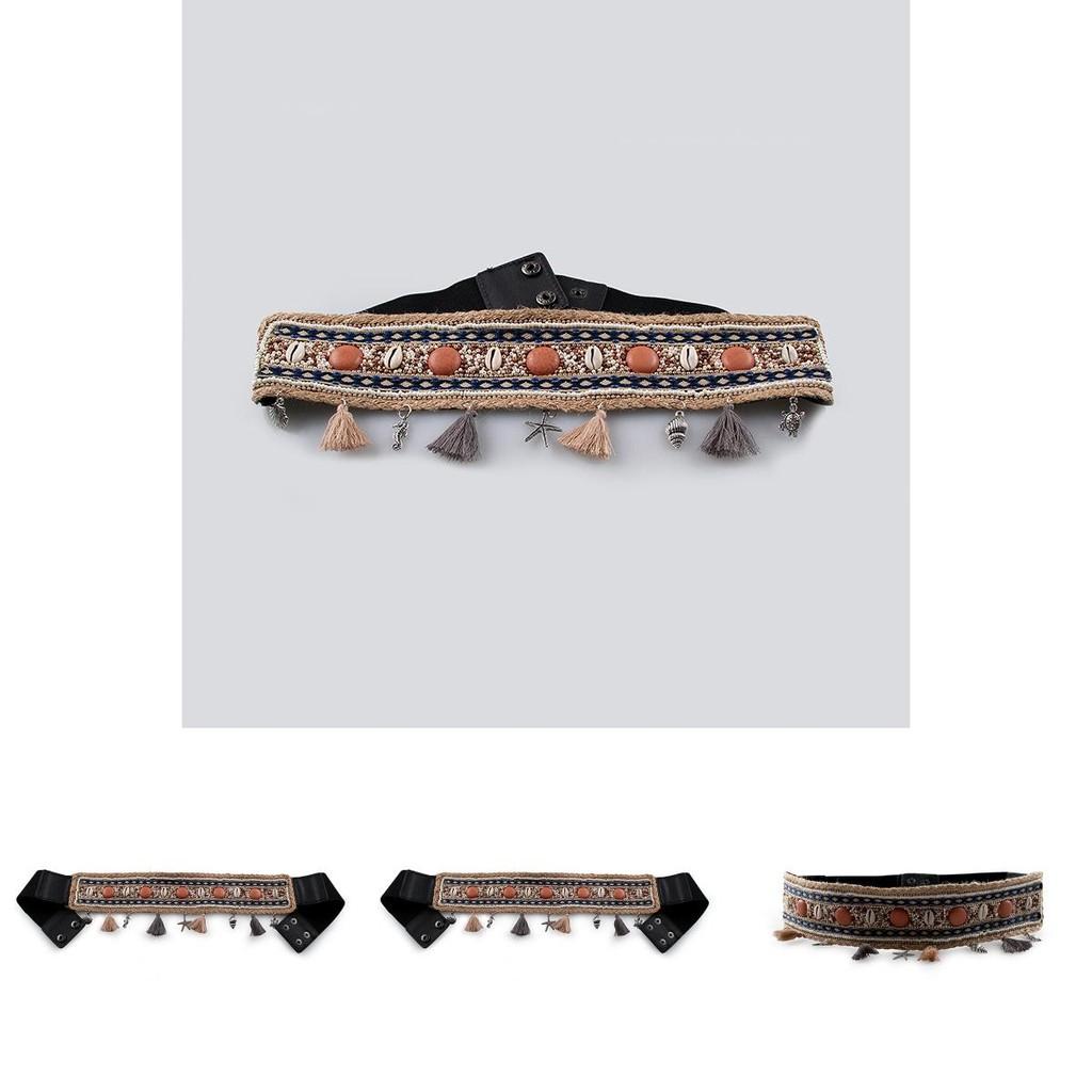 Summer Womens Belt With Faux Leather Material And Embroidery Design
