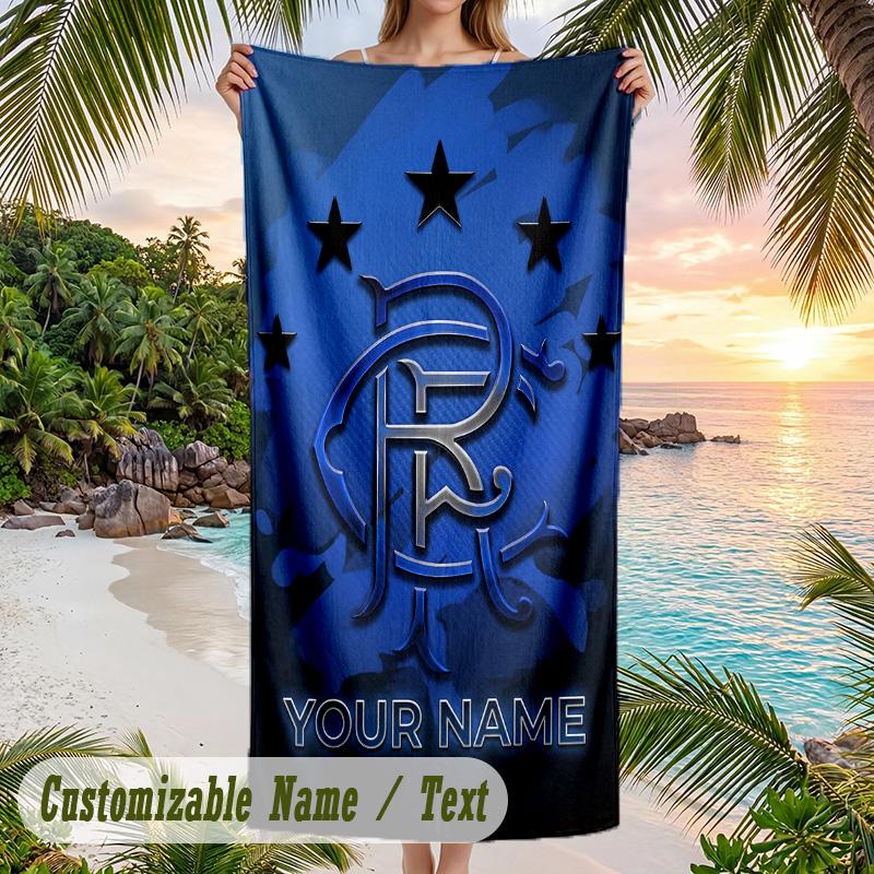 Beach Towel Rangers FC Print Custom Name Text Soft Towel for Swimming Pool