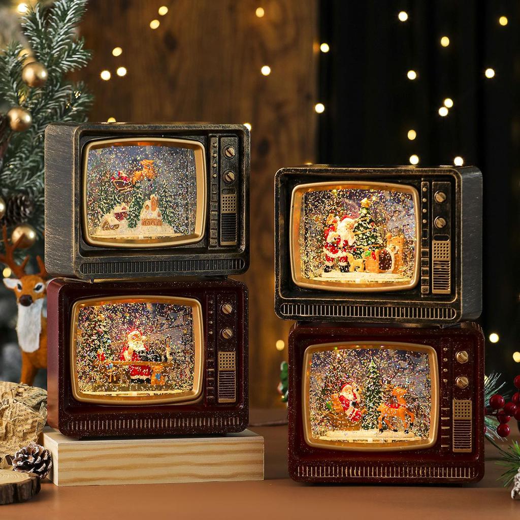 Christmas Musical Snowing TV Ornament Night Light Gift